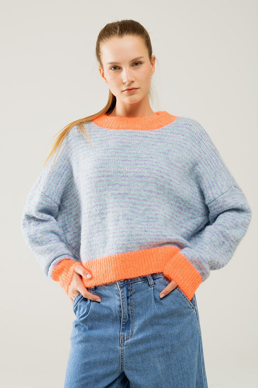 Q2 Camisola de malha azul-cla