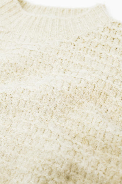 Camisola de malha bege com mangas em balão