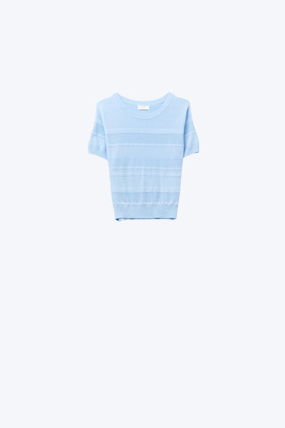 Q2 Camisola de malha com riscas texturadas em azul