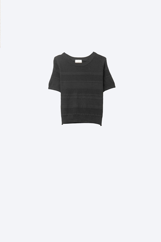 Q2 Camisola de malha com riscas texturadas em preto