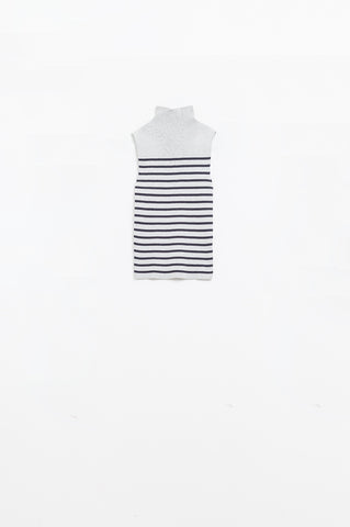 Camisola de tartaruga às riscas em cinzento claro