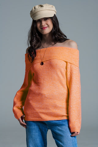 Camisola laranja com decote em barco