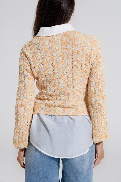 Camisola multicolorida com mangas largas