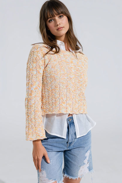 Camisola multicolorida com mangas largas