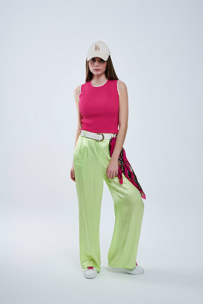 Camisola regata rosa framboesa com rebordo branco
