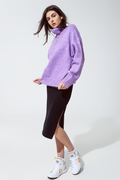 Camisola roxa com gola alta