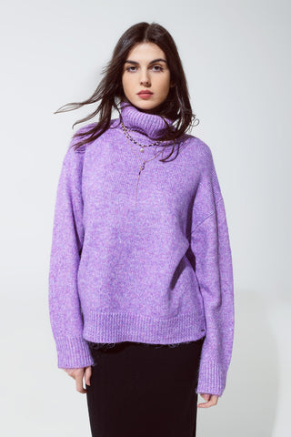 Camisola roxa com gola alta
