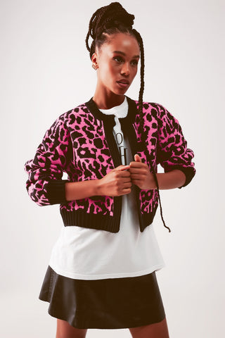 Cardi in fuchsia animal