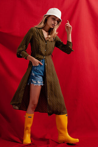 Vestido midi com estampa xadrez