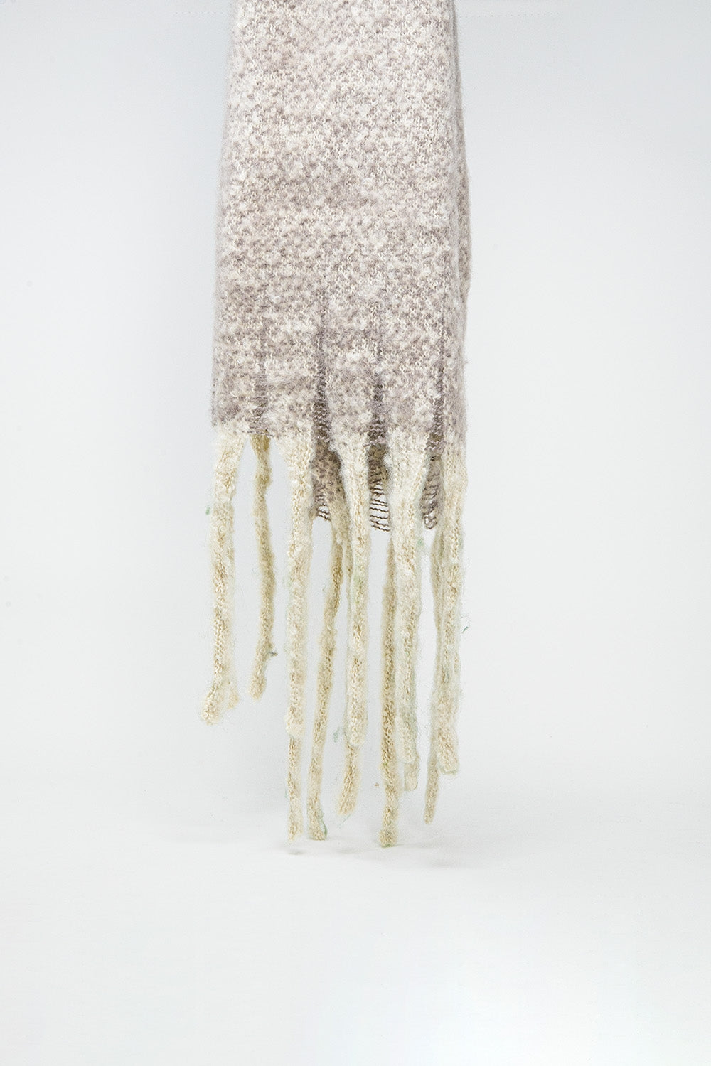 Q2 Chunky Scarf With Stripe design in green and yellow
