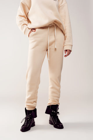 Cotton jogger in cream