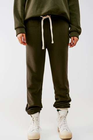 Cotton jogger in khaki