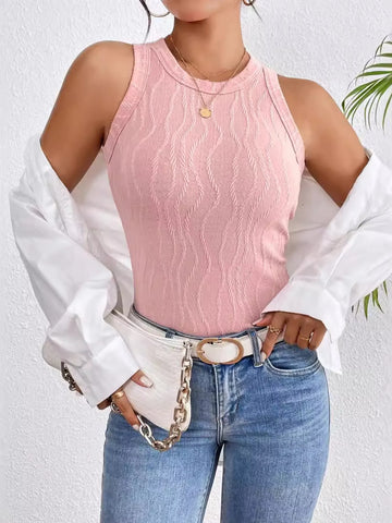 Regata texturizada com gola redonda