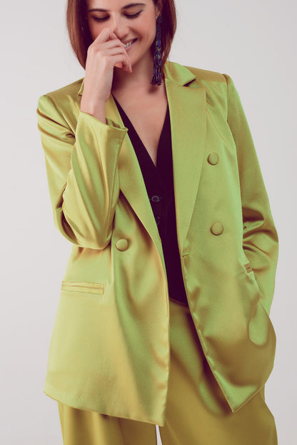 Elegante blazer de corte com botões de peito duplo em lima