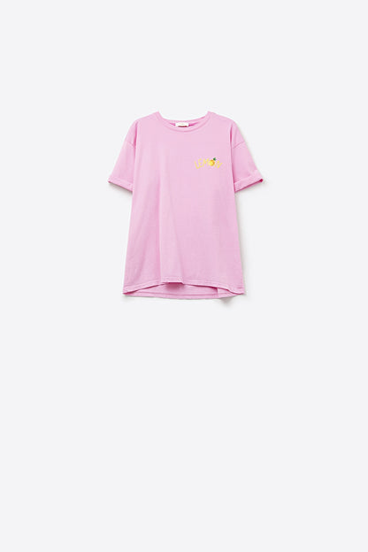 Feita na Itália camiseta rosa com estampa de limão