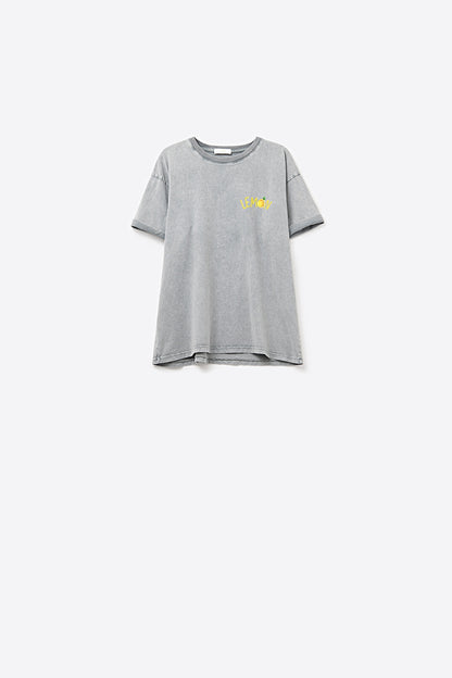 Q2 Feito na Itália camiseta cinza desbotada com gráfico de limão