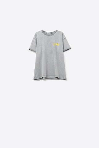 Feito na Itália camiseta cinza desbotada com gráfico de limão