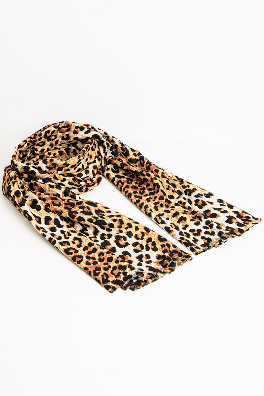 Cachecol de trama fina com estampa de leopardo em camelo