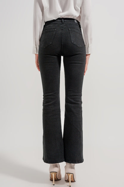 Calça jeans flare preta