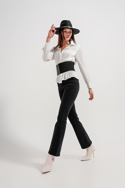 Calça jeans flare preta
