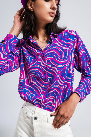 Fluid shirt in bright abstract purple