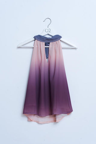 Top decote halter em bege ombré