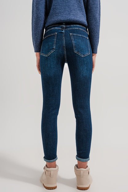 Jeans skinny fit de cintura alta em azul escuro