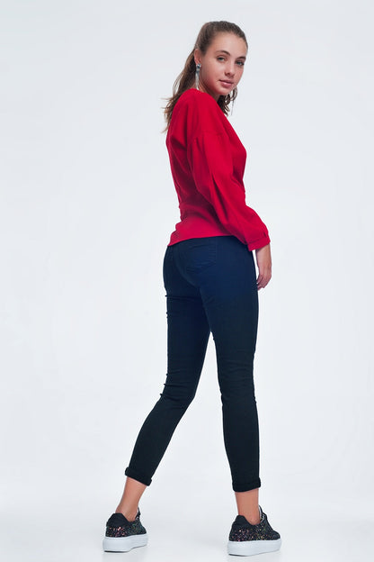 Calça jeans skinny de cintura alta preta