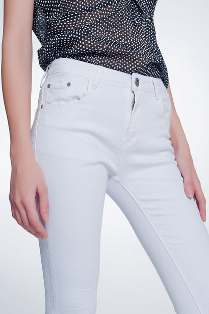 Calça super skinny de cintura alta na cor branca