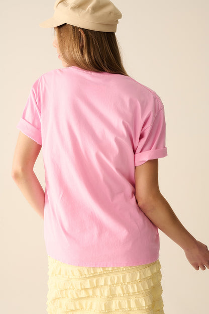 Itália La Dolce Vita T-shirt rosa bebé com estampado gráfico