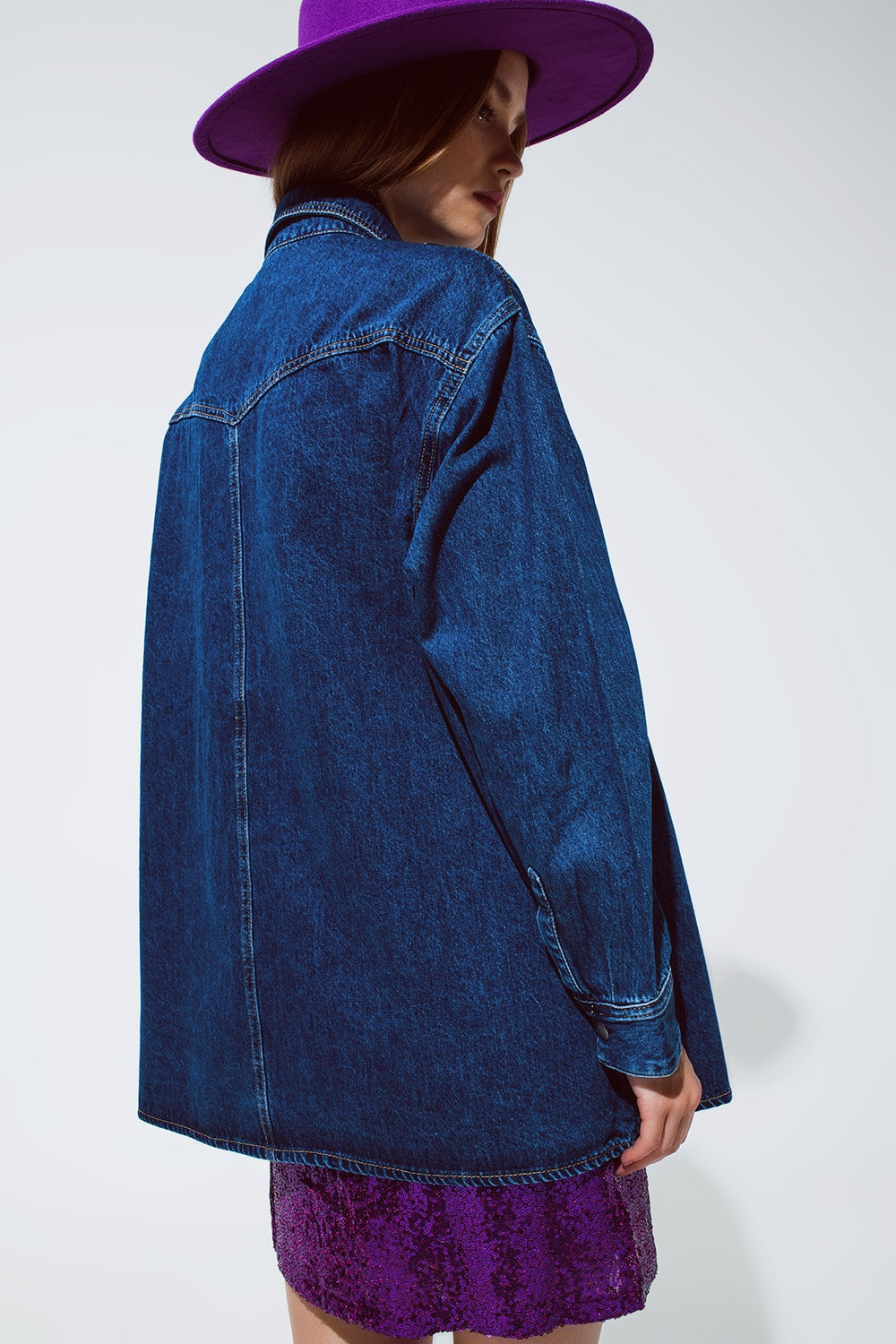 Jaqueta camisa de ganga oversized cargo com bolsos