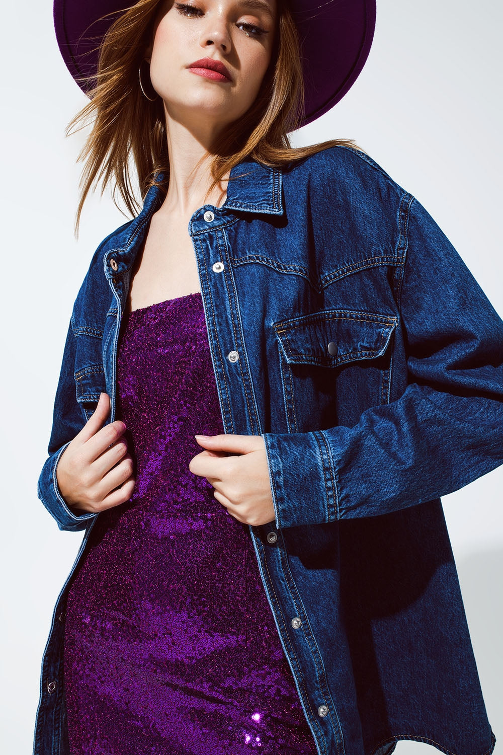 Jaqueta camisa de ganga oversized cargo com bolsos