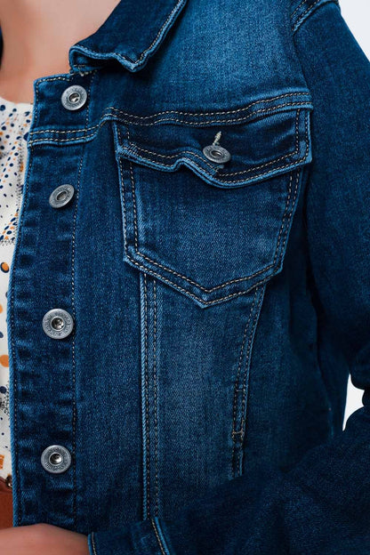 jaqueta demin skinny lavagem média
