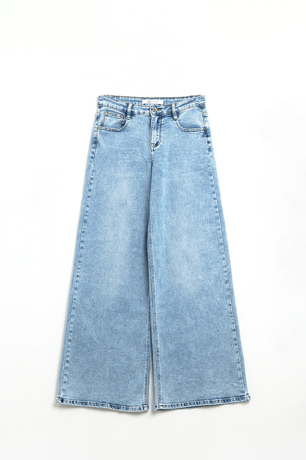 Q2 Jeans de Perna Larga Lavagem Clara