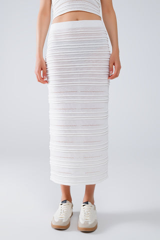 Saia Midi de Malha em Branco