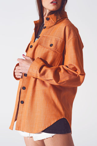 Camisa social manga longa laranja