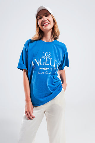 Camiseta com slogan de Los Angeles em azul