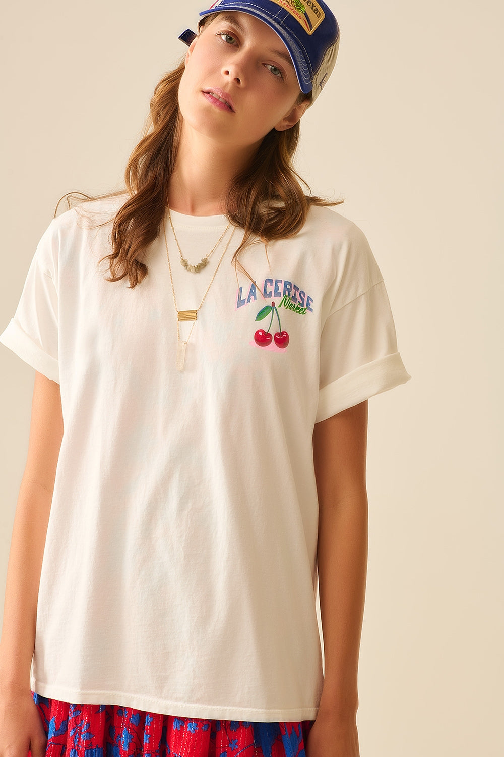 made in italy T-shirt branca com gráfico La Cerise Market Saint-Tropez