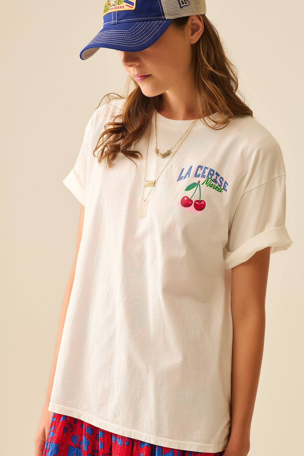 made in italy T-shirt branca com gráfico La Cerise Market Saint-Tropez