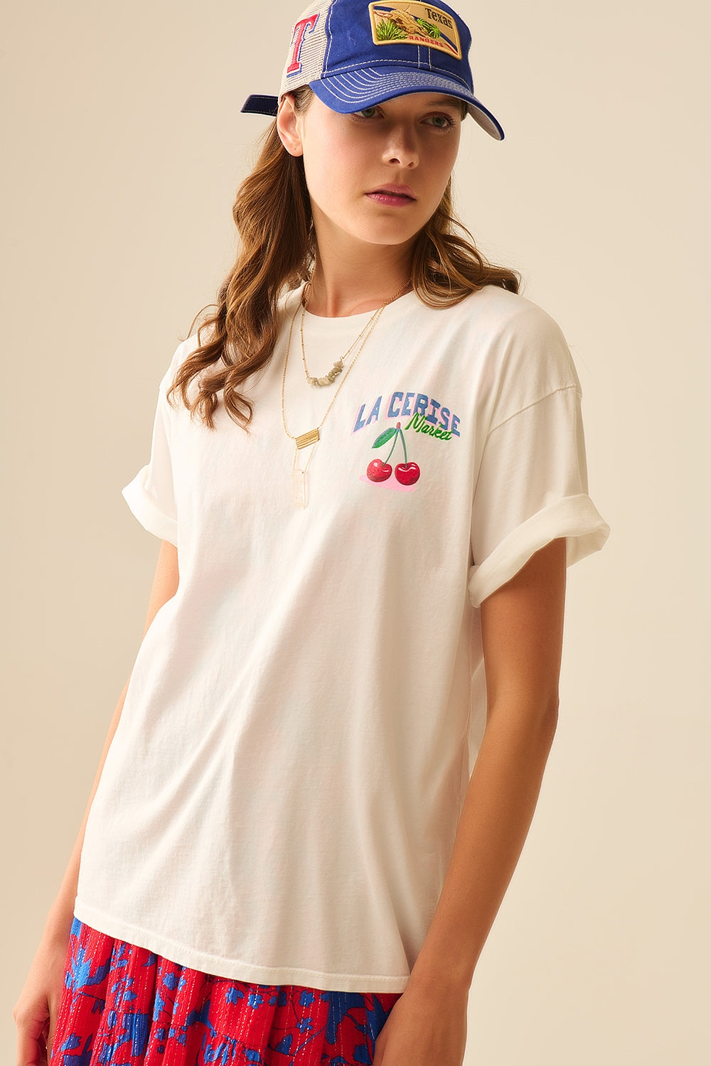 made in italy T-shirt branca com gráfico La Cerise Market Saint-Tropez