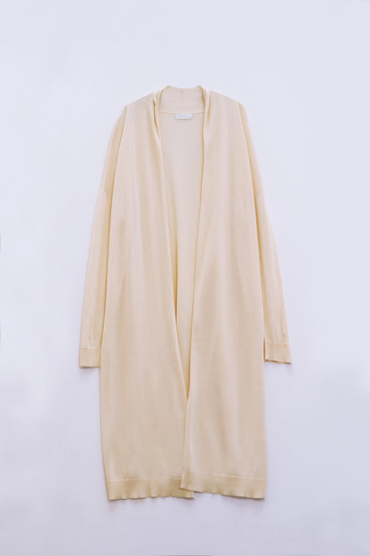 Cardigan maxi aberto bege manga comprida