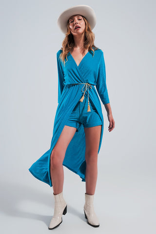 Vestido longo azul brilhante