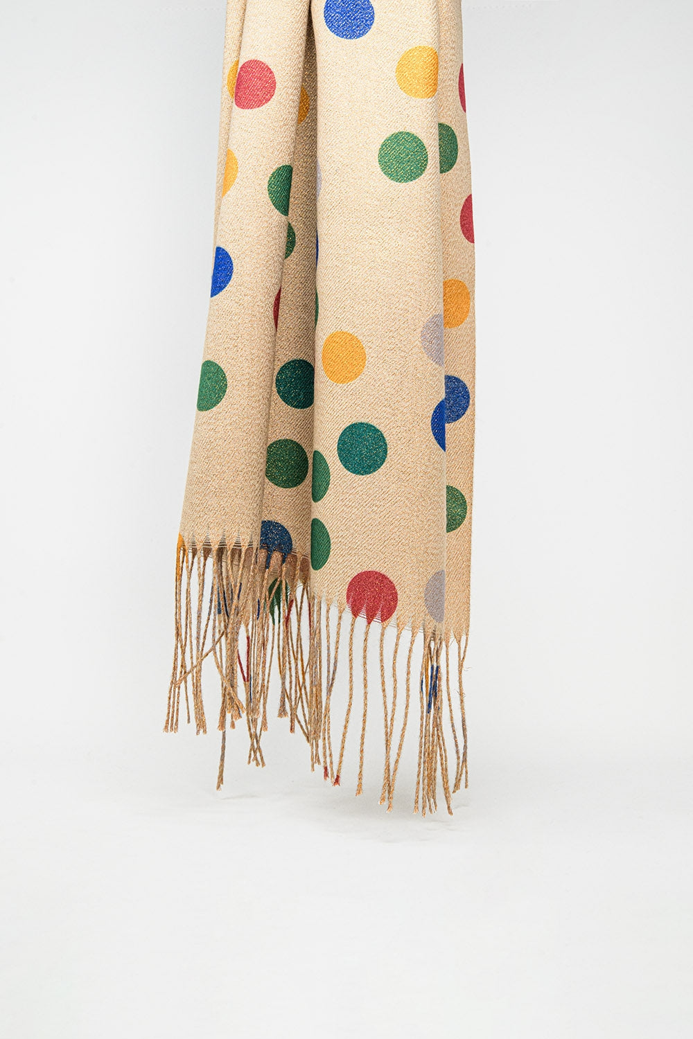 Q2 Multicolored Polka Dot soft Scarf in Beige