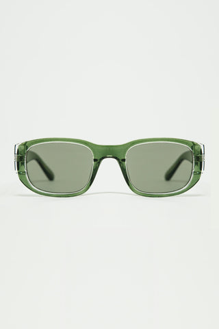 Oval Sunglasses with High Gloss Transparent Frames in green