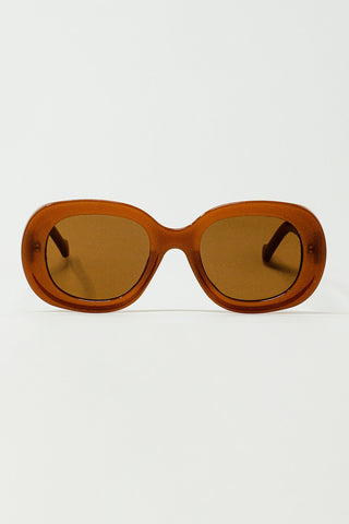 Óculos de sol circulares oversized em marrom