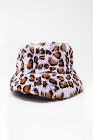 Chapéu bucket roxo com estampa animal