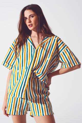 Relaxed shirt in green stripe