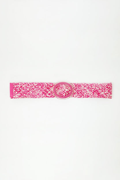 Q2 Round Buckle Braided Belt in Pink