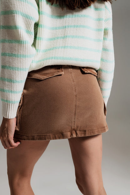 Saia mini cargo em camelo