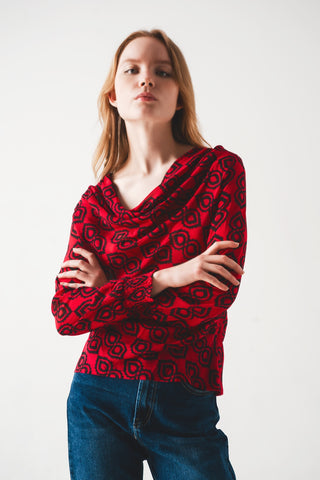 Camisa de manga franzida em fúcsia